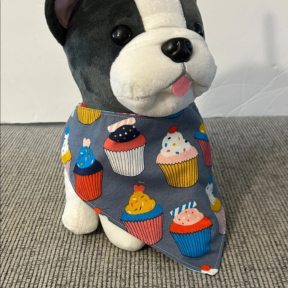 Dog Bandana Cupcake Print and Donuts reversible snaps closed neckerchief for dog